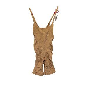 Boomba Mid-Thigh Sculpt Beige Bodysuit L/XL Adjustable Straps Nylon Spandex